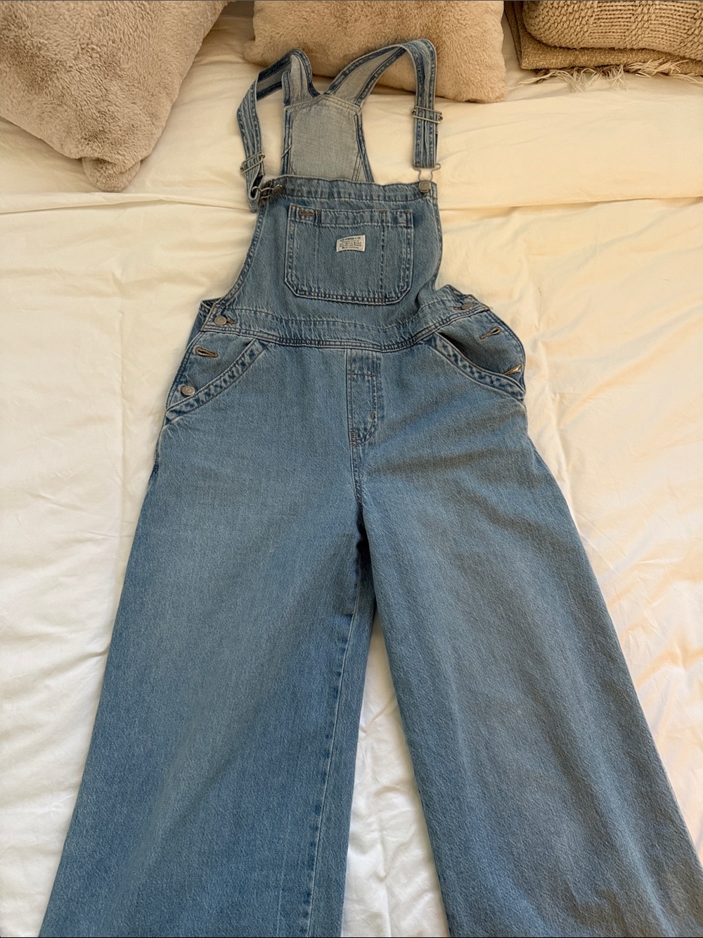 Levi's Light Blue Wide-Leg Denim Overalls - Women's
